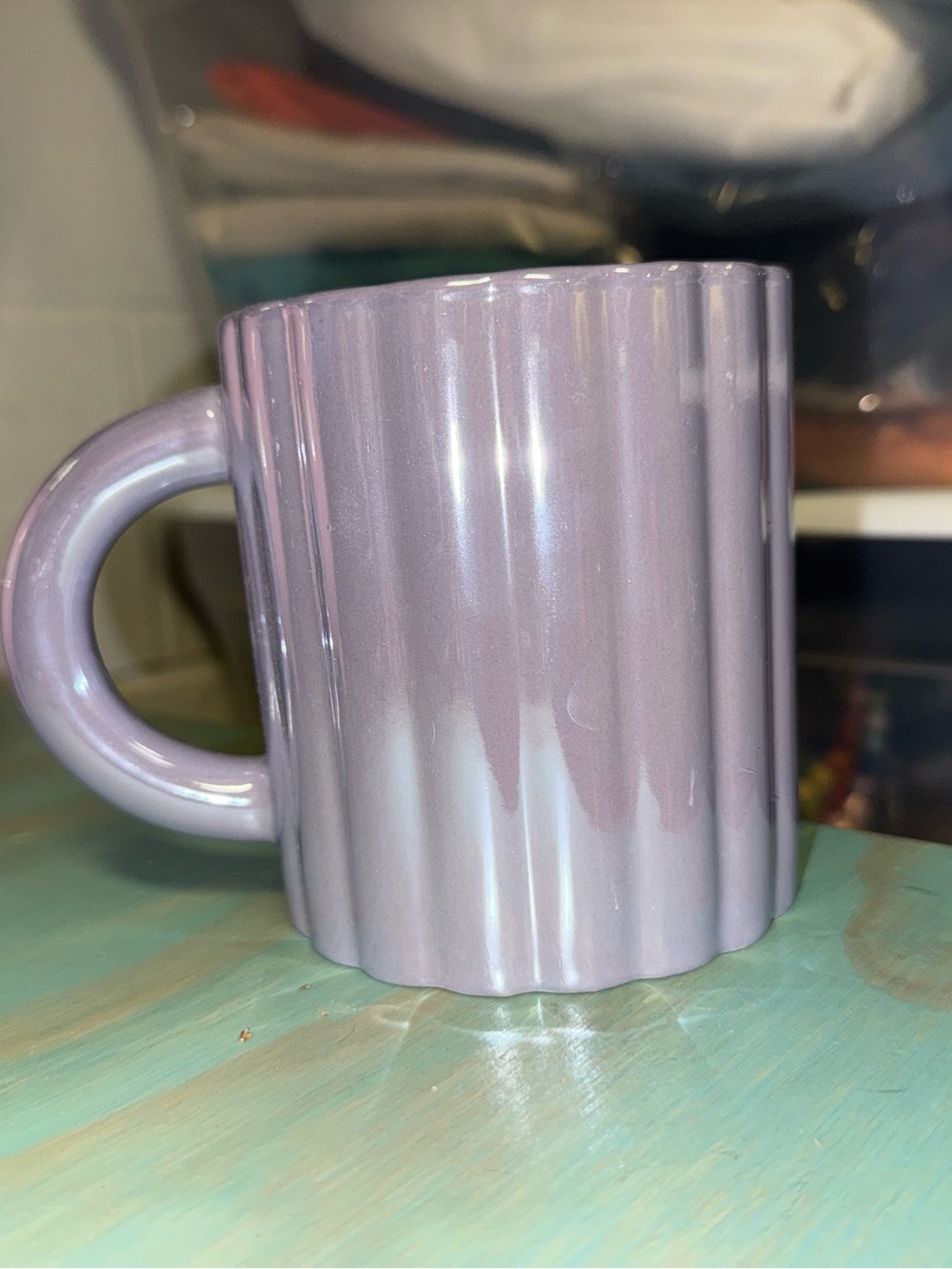 Lavender Ribbed Ceramic Coffee Mug - Home Dining